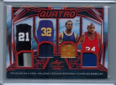 2025 LEAF TRINITY QUATRO DUCAN MALONE RODMAN BARKLEY 1/4 QUAD GAME JERSEY PATCH
