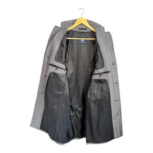 BURBERRY Wool & Cashmere Grey Herringbone Men's Coat size 48 - Picture 3 of 19
