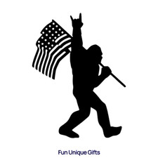 Big Foot With Flagvinyl Decal Sticker -multiple Colors Sizes- Ships Free