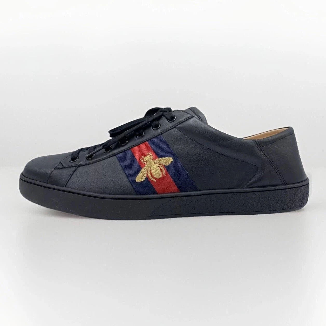 Baskets Gucci Bee en cuir noir taille US 16,5 fabriquées en Italie
