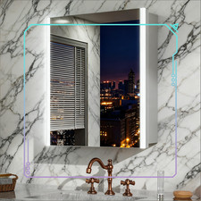 40X50CM Bathroom LED Mirror Cabinet w/ LED Light Strip Medicine Cabinet