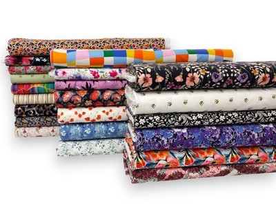 Damen Baumwolle Jersey Stoff 4 Wege Stretch Strick Blumen Schneiderei Material
