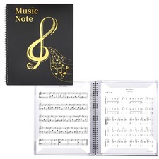 Black Music Folder, 30 Sleeves, 60 Pages, 8.5x11, Spiral Binder, Sheet Music