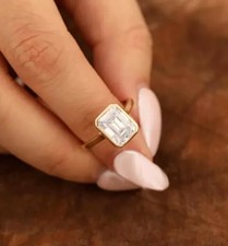 Emerald Cut 1.50Ct White Diamond 14k Yellow Gold Finish Engagement Ring Size M