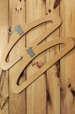 2 Vintage Hangers, wooden, travel, folding with iron hooks 1960-70 Usp