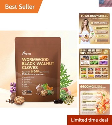 Rapid Digestive Health Support: 18-in-1 Black Walnut & Wormwood Formula, 240ct