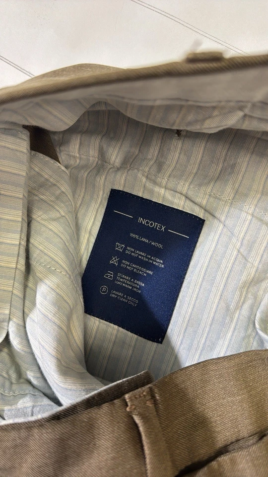 Incotex mens 34x34 brown 100% wool flat front luxury dress pants EUC - Image 2 of 4