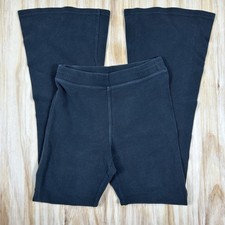 Aerie Offline Waffle Knit Flare Pants Women’s M Black High Rise Stretch Lounge