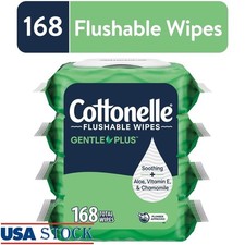 Flushable Wet Wipes 100 Safe Aloe Vitamin E Chamomile 4 Packs 168 Wipes New