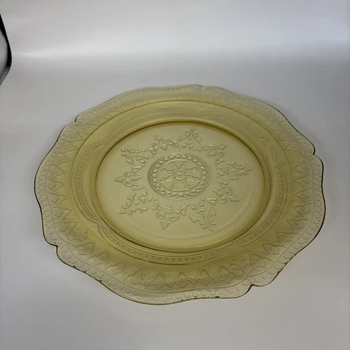 Yellow 11 Inch Depression Glass Plate