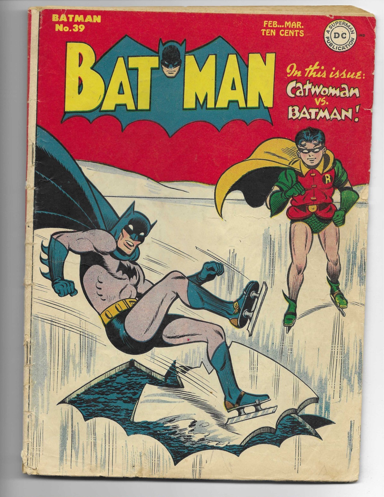 Batman 39 1947 DC Comics VG- 3.5 Catwoman Robin Commissioner Gordon