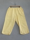 Flax By Jeanne Engelhart Textured Wide-Leg Pants Yellow M Linen Blend Seersucker — photo 1