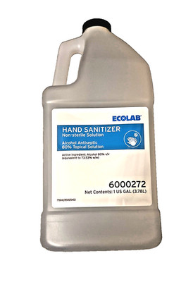 Ecolab Hand Sanitizer Alcohol Antiseptic 80% Topical Solution 6000272/ 1 Gallon