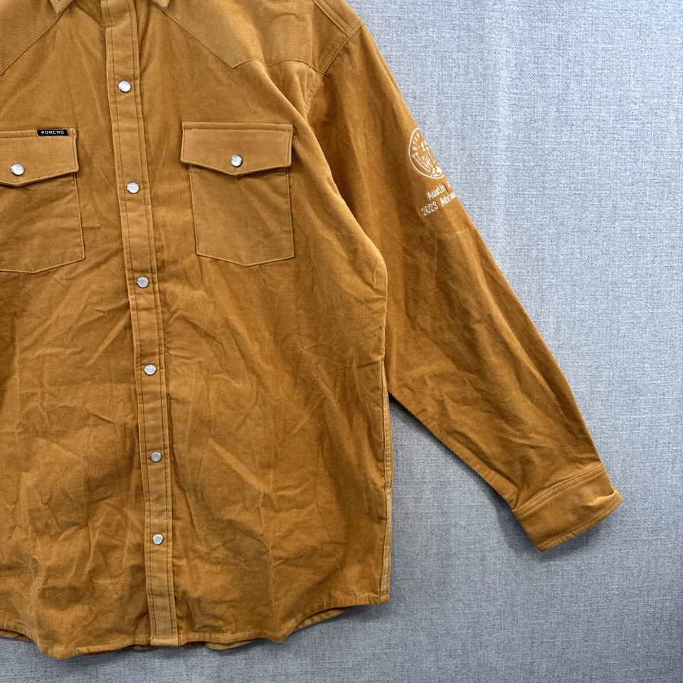 Poncho Camisa Pana Occidental Para Hombre Mediana Regular Dorado Manga Larga Perla A Presión* Foto 3 de 4