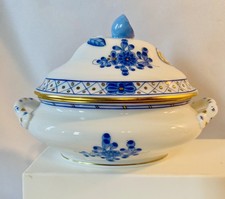 Herend Hungary Mini Tureen Chairman’s Council 1995 Lemon Knob Blue Fishnet