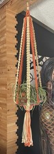 Vintage Macram  Hanging Table / 70s Boho Plant Hanger / Near Mint Extra Large