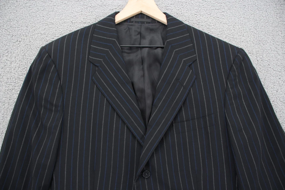 Ralph Lauren Traje Etiqueta Púrpura Chaqueta Hombres 42 R Negro Rayas Lana Cachemira Blazer Foto 2 de 4