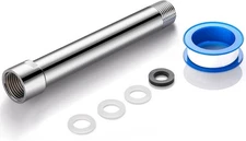 Adjustable Shower Head Extension Arm 6 Inch Stainless Steel Wall Pipe Chrome