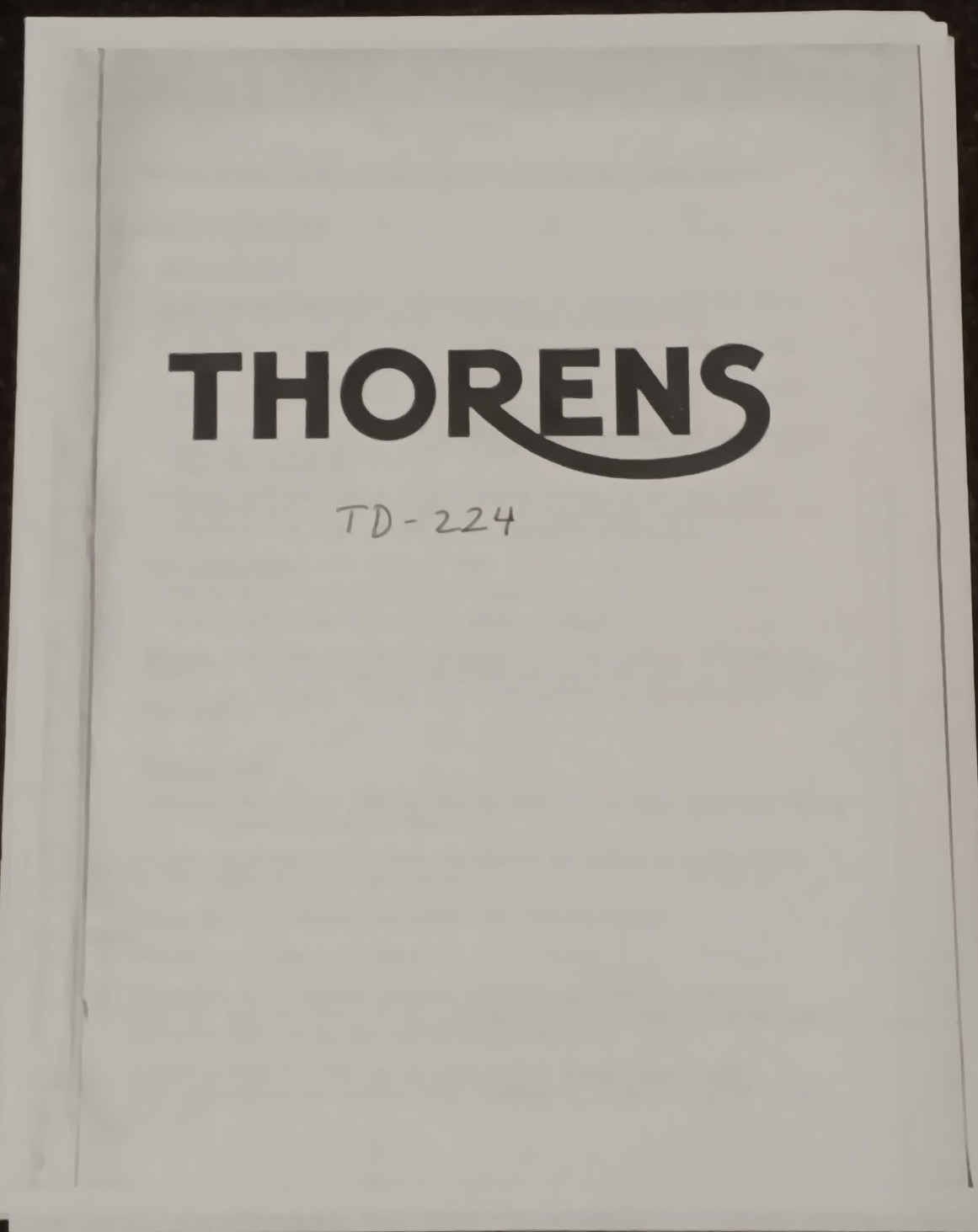 THORENS ELPA TD 224 Turntable Service Manual Photocopy