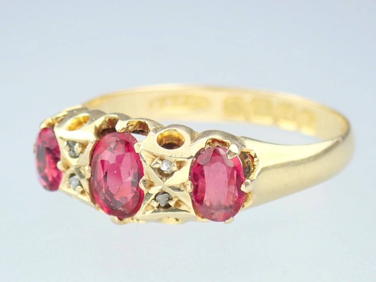 Pretty Antique Art Deco Solid 18K Gold Ruby Diamo… - image 14