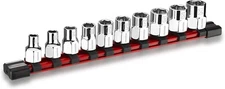 WORKPRO 3/8" Dr Socket Set 10PC SAE Standard & Shallow Socket & Socket Organizer