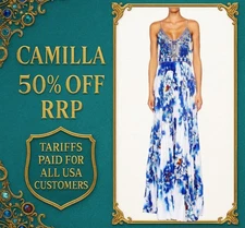 CAMILLA Ring Of Roses Pleated Slip Dress Size S RRP $899