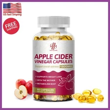 60pcs Apple Cider Vinegar Pills With Mother Fast Weight Loss,Burn Fat,Detox