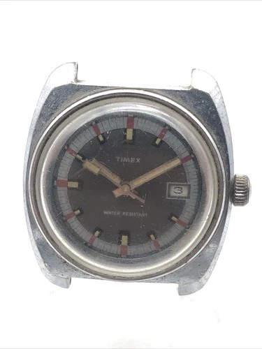 Rare Vintage 1974 Timex Skin Diver Date Mens Watch Working 36mm