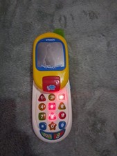 V-TECH Tiny Touch Phone Mod 80-110700 Toy Mobile Phone Slide Up Tested Works