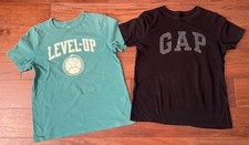 Lot 2 GAP Kids Green/Black Cotton Graphic Tee T-shirts Size L 10-12