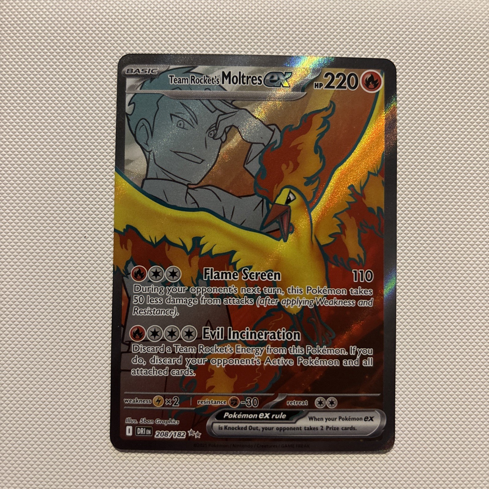 Team Rocket's Moltres ex 208/182 Sv10: Destined Rivals Holo Rare MINT