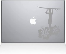 The Decal Guru Surfer Guy Decal Vinyl Sticker, 15" MacBook Pro- Silver