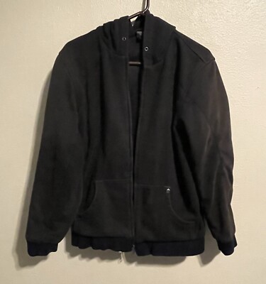Vintage Slightly Faded Black Harley Davidson Zip Up Hoodie Jacket