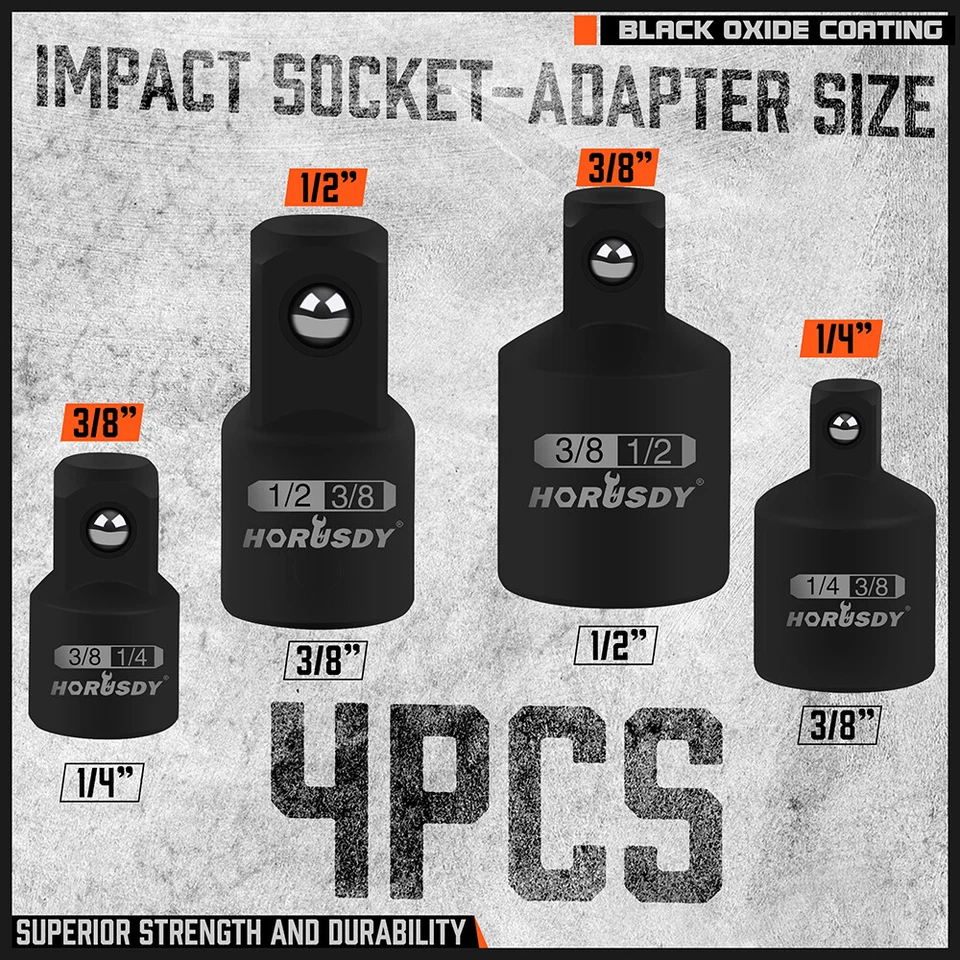 7-pack 3/8" to 1/4" 1/2 inch Drive Ratchet Socket Adapter Reducer Air Impact Set - Image 2 of 4