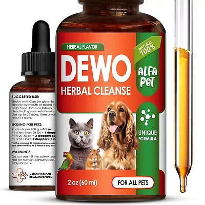 ALFAPET Pet Natural Dewormer Liquid | For Dogs & Cats | Daily Use Worm Support