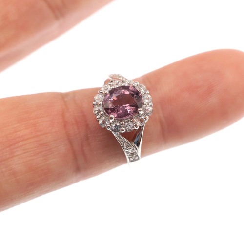 Very Awesome 14k Solid White Gold Natural Purple Spinel HALO Ring Size 7 - Picture 5 of 9