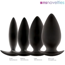 NS Novelties Silicone Anal Plug Renegade Spade, Black Classics S/M/L/XL Buttplug