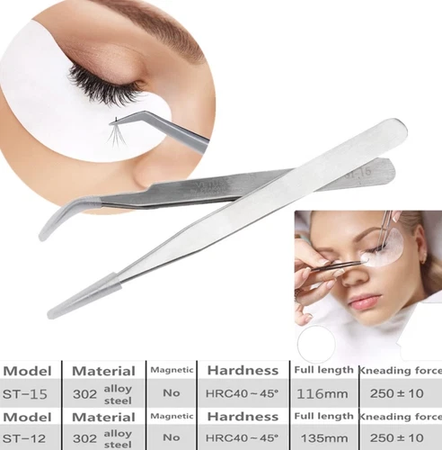 Stainless Steel Curved Straight Nail Tweezers Tools Eyelash Nippers Nail Art UK