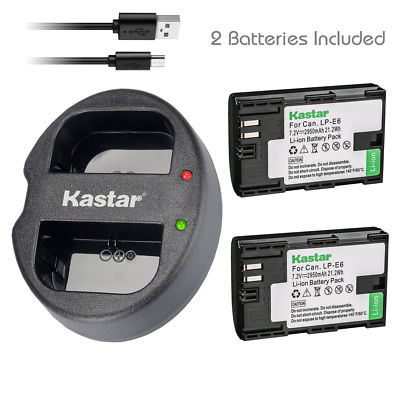 LP-E6 Battery & Dual USB Charger for Canon EOS 5DS, 5DS R, 5D Mark II, 6D, 7DSV