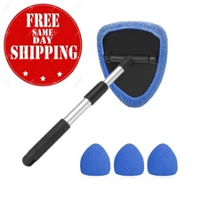 Windshield Cleaning Tool, Car Window Cleaner with 4 Washable Reusable Microfiber