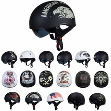 TORC T55 Half 1/2 Open Face Helmet Motorcycle Scooter DOT Drop Down Sun Visor