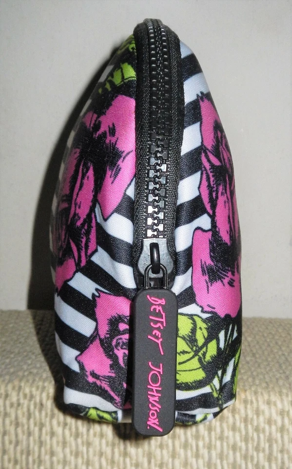 Betsy Johnson Petit Cosmétique Maquillage Fermeture Éclair Sac Étui Pochette Et - Photo 3/4