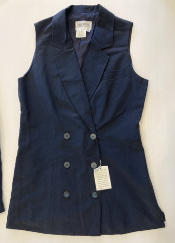 NWT Vtg 90s Hugo Buscati Victoria's Secret Sz 8 Navy Blue Sleeveless Skirt Suit - Picture 6 of 10