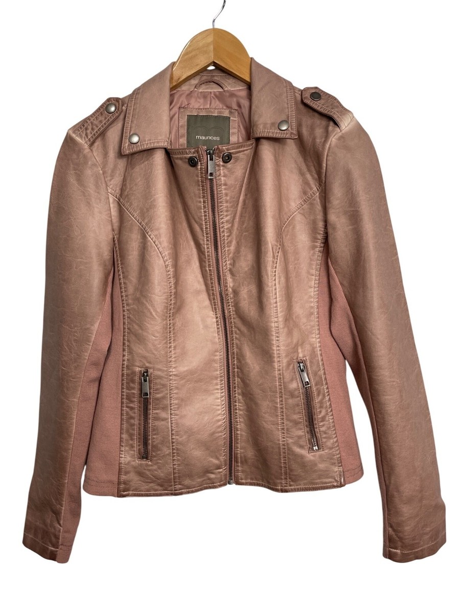 Maurices Faux Leather Moto Jacket Womens Medium Mauve Outdoor
