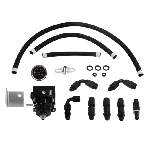 Adjustable Fuel Pressure Regulator Kit Oil 0-100psi Gauge -6AN Black - Picture 4 of 13