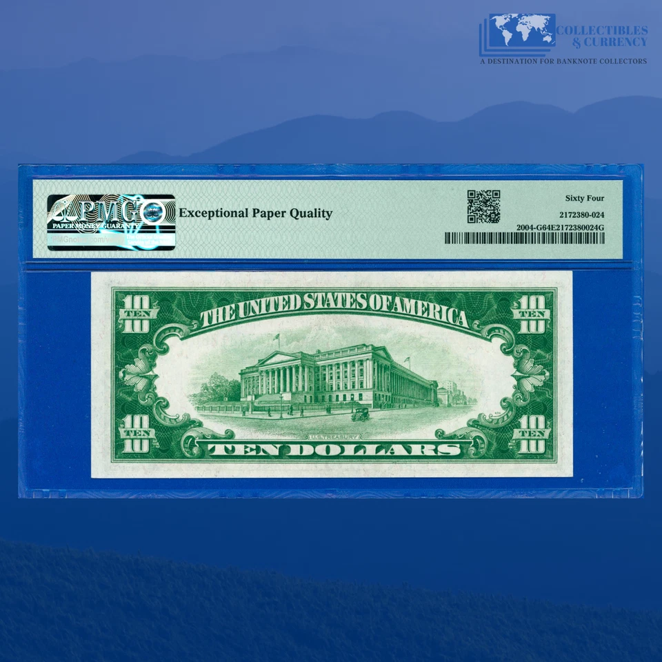 Fr.2004-G 1934 $10 Ten Dollars FRN Chicago Light Green Seal, PMG 64 EPQ #81286 - Image 2 of 3