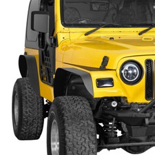 4pcs Steel Front Rear Flat Style Fender Flares Fit Jeep Wrangler Tj 1997-2006