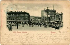 Old postcard AK RIVER Pier and Square Adamich CROATIA (597494)