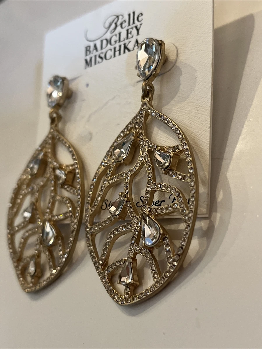 Belle Badgley Mischka Earrings Gold tone NWT