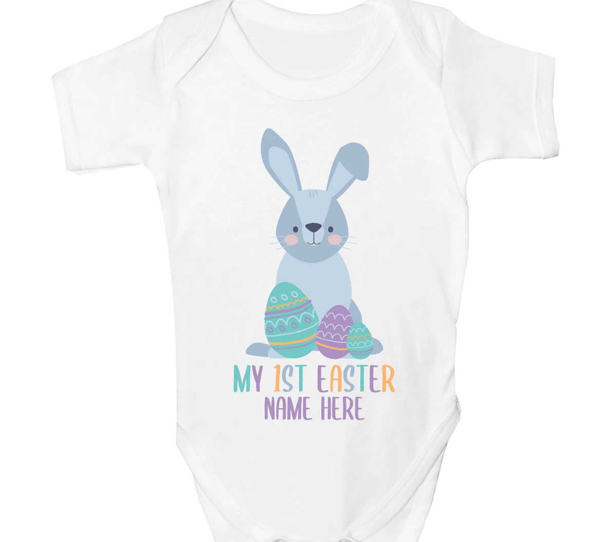Personalised Easter Bunny Baby Grow 1st Vest Any Name Fun Bodysuit